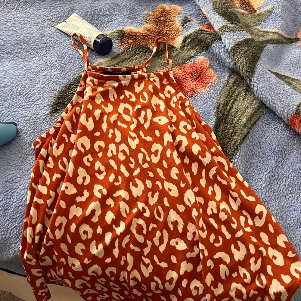 orange cheetah print blouse